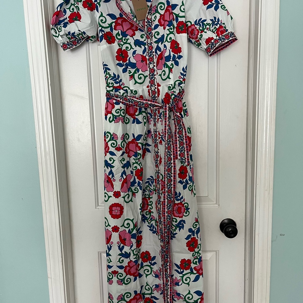 New Boden Alexa Floral Maxi Shirt Dress Ornamental Lattice - Picture 7 of 11
